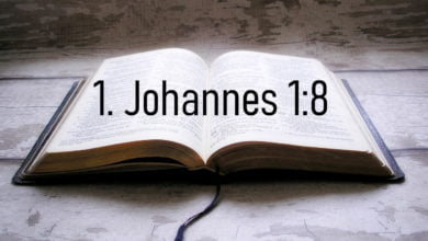 Eine Bibel mit dem Bibelvers 1. Johannes 1:8