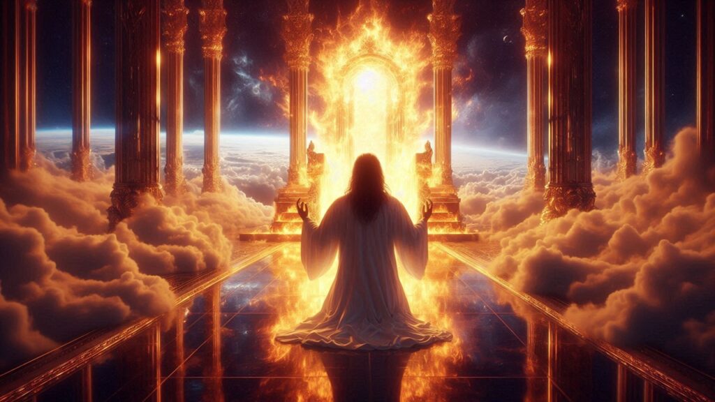 Jesus before the throne of God showing that Jesus is not god